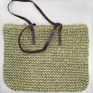 Handwoven bag, Straw handwoven tote bag, Handmade tote bag - Green